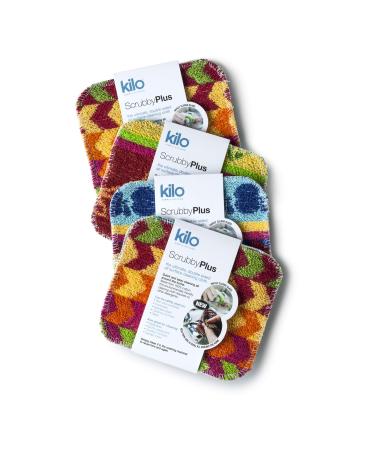 Kilo Scrubby Plus-Non-Scratch Scourer with Delicate Cleaning Cloth Side Multi-Purpose-Set of 4 Colour One Size 17x14cm 17x14cm Set of 4