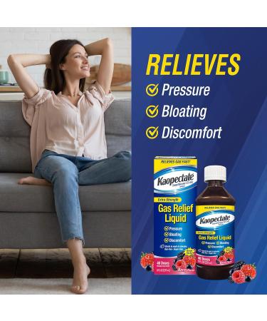 Kaopectate Extra Strength Gas Relief Liquid Mixed Berry Flavor Relieves Gas Bloating and Pressure Simethicone 125 mg 8 oz (Pack of 2) - Buy Online on GoSupps.com