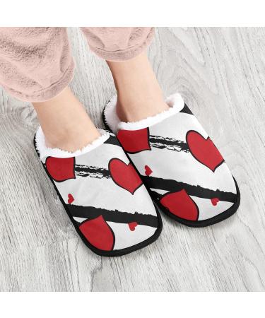 Mnsruu Heart Striped Valentine's Day Non-Slip Cotton Slippers for Home Hotel Spa & Travel - Perfect Gift! - Buy Online on GoSupps.com