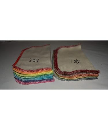 Organic Cotton Flannel Baby Wipes Set of 10 - 2 Ply, Washable, 8x8 Inches, Assorted Earthtones Edging - Buy Online on GoSupps.com