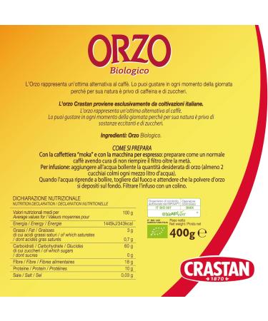 Crastan Roasted and Ground Barley for Moka - Espresso - Organic Farm Infusion - 4 x 400g Jars - Buy Online on GoSupps.com