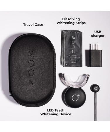 MOON Teeth Whitening Kit with LED Light - Gentle 5 Minute Treatment, Removes Coffee, Smoking, Wine Stains - Includes Water Flosser for Dental Care - Cordless - Buy Online on GoSupps.com