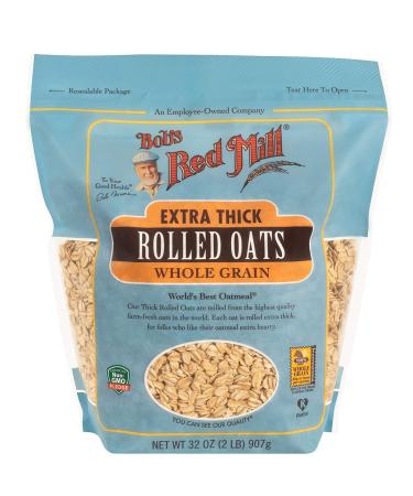 Bob's Red Mill Extra Thick Rolled Oats 32-ounce (Pack of 4) Resealable 32 Ounce (Pack of 4) - Buy Online on GoSupps.com