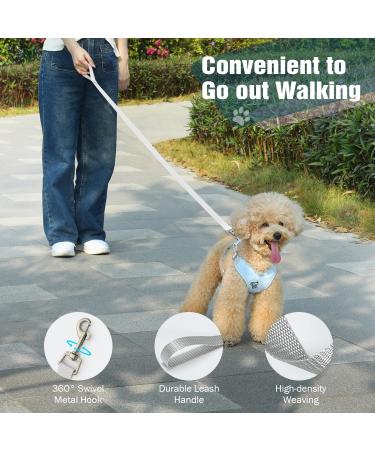 Pawaboo Adjustable Dog Harness & Leash Set - X-Frame Anti-Choke Vest for Small & Medium Dogs - Breathable Blue Design for Puppies - Buy Online on GoSupps.com