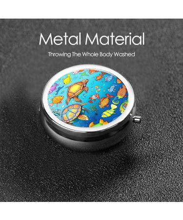 Shop Turtle & Fish Round Pill Box - 3 Compartment Portable Organizer for Travel | International Shipping Available - Buy Online on GoSupps.com