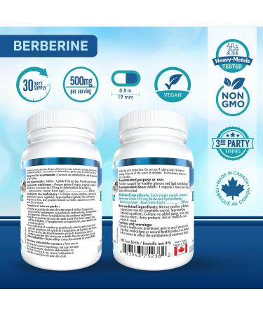 Berberine 500mg Supplement 97% Tested Purity Berberine Supplements Sourced From Non-GMO Berberis Aristata (60 Veggie Caps of Berberine HCL) 60 count (Pack of 1) - Buy Online on GoSupps.com