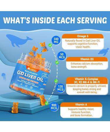 LILICARE Bundle Cod Liver Oil Gummies 2 Pack& Adult Methyl B12 5000mcg + L-Methylfolate Gummies 1 Pack - Buy Online on GoSupps.com