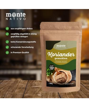 Coriander Ground Monte Nativo 500g | Premium Coriander Powder for Tea & Cooking | Gently Dried Spices - Buy Online on GoSupps.com