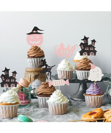 Cyodoos 24PCS Ghost Cupcake Toppers such as Pumpkin Ghost House Ghost Witch Candy Selection Halloween Cake Decoration Halloween Theme Girl Baby Shower Supplies pink Pink1 - Buy Online on GoSupps.com