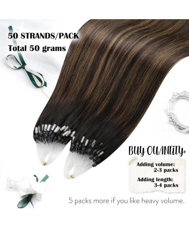 Moresoo Micro Loop Extensions - Real Hair 35 cm #2/6/2 Dark Brown Ombre Microring Extensions | 50g Remy Hair Cold Fusion Ideal for International Shipping - Buy Online on GoSupps.com