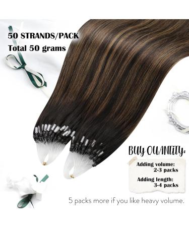 Moresoo Microring Extensions - Real Hair Brown 45cm Ombre #2/6/2 | Seamless Micro Loop Hair Extensions 50g/Pack - Buy Online on GoSupps.com