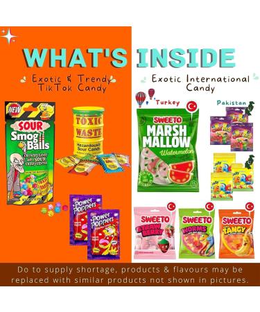 MunchyCravings Exotic Candy Box (50 Ct.) Our Bulk Bonbon Candy Mystery Box offers Tiktok Candy Treats For Adults Movie Nights and Gifts - Buy Online on GoSupps.com