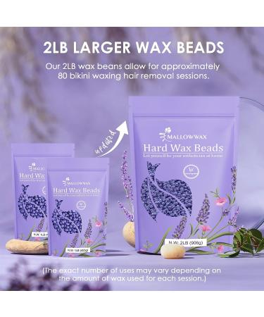 Mallowwax Lavender Hard Wax Beads 2LB - Natural & Hypoallergenic Formula for Hair Removal - Ideal for Sensitive Areas - At-Home Use - Buy Online on GoSupps.com