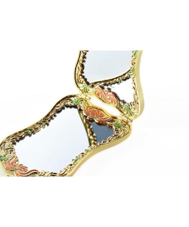 Jinvun Antique-Like Compact Mirror: Durable Travel Makeup Mirror - Shield Shape, Magnification, & Clear Reflection - Vintage Design - Unique Jewellery Gift - Gold02 - Buy Online on GoSupps.com