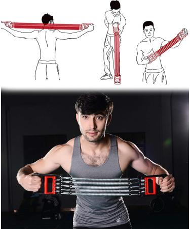 Inheming Adjustable Chest Expander | 5-String Fitness Training Device for Muscle Arm & Strength Training - Buy Online on GoSupps.com