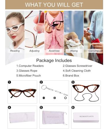 Cat Eye Blue Light Blocking Reading Glasses for Women - UV Filter Computer Readers (Brown Leopard 2.50) - Adjustable Strengths 100 to 350 - Buy Online on GoSupps.com