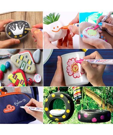 12 Color Oil-Based Waterproof Paint Marker Pen Set for Rock Painting, Ceramic, Wood - Quick Dry, Permanent, Never Fade - Ideal for Fabric, Plastic, Canvas, Glass, Mugs, DIY - TF001 - Buy Online on GoSupps.com
