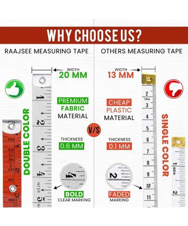 Raajsee Fabric Tape Measure Body Measuring Tape  Soft Fabric Measuring Tape for Sewing Cloth & Weight Loss Medical Body Measurement Nursing Craft 60 inch/150 cm Red - Buy Online on GoSupps.com