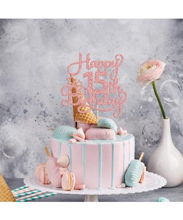 1 Pack Happy 15th Birthday Cake Topper Rose Gold Glitter Mis Quince 15 Cheers to 15 Years Old Birthday Cake Pick for Celebrating 15th Birthday Anniversary Party Cake Decorations Supplies Rose Gold 15 - Buy Online on GoSupps.com