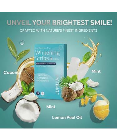 Jumu ah Teeth Whitening Strips - 7 Treatments -14 Strips - Peroxide Free - Certified Non-Toxic Teeth Whitening | Whitens Without Sensitivity Coconut & Mint Flavor - Buy Online on GoSupps.com