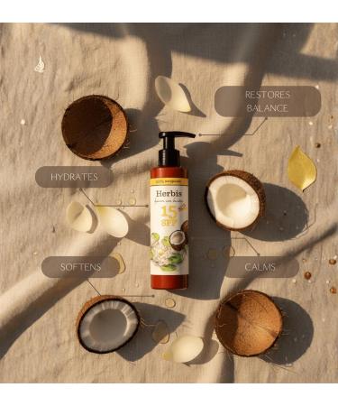 Flos de Herbis Natural sun milk SPF 15 200 ml moisturizing with coconut and aloe vera waterrepellent - Buy Online on GoSupps.com