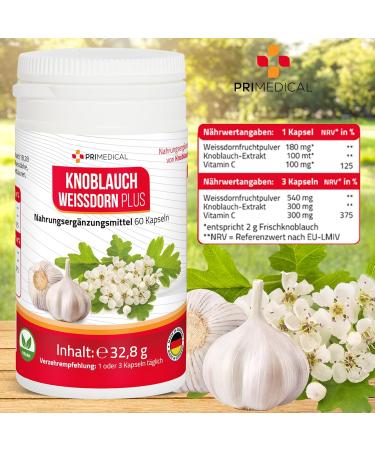 Buy Garlic & Hawthorn Capsules with Vitamin C - Primedical 60 Capsules | International Shipping Available - Buy Online on GoSupps.com
