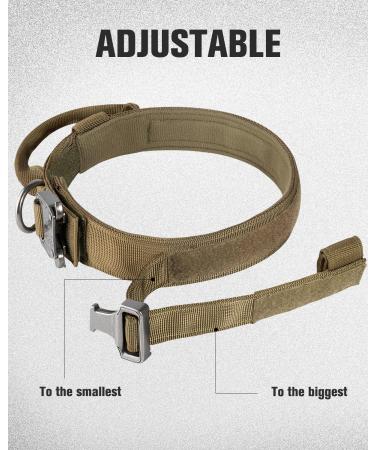 Joytale Tactical Dog Collar for Large Dogs | Durable Khaki Collar with Handle & QR Code Dog Tag | Perfect for International Shipping - Buy Online on GoSupps.com