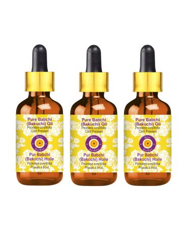 Deve Herbes Pure Babchi Oil Psoralea corylifolia with Glass Dropper Cold Pressed Pack of Three 100ml X 3 10 oz