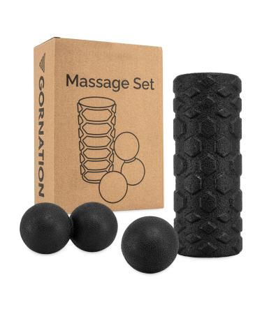 Gornation fascia set - 3 -part massage set for relaxation and tension - fascia roll peanut and fascia ball for improved fitness performance