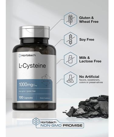 L Cysteine 1000mg Capsules | 100 Count | Non-GMO & Gluten Free Supplement by Horbaach - Buy Online on GoSupps.com