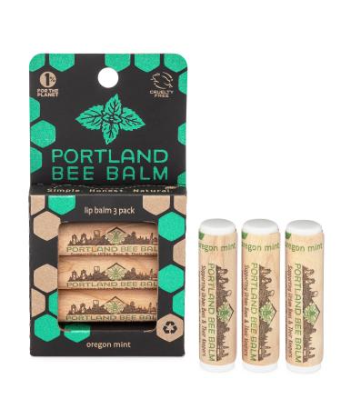 Portland Bee Balm All Natural Handmade Beeswax Based Lip Balm  Oregon Mint 3 Count 3 Count (Pack of 1)