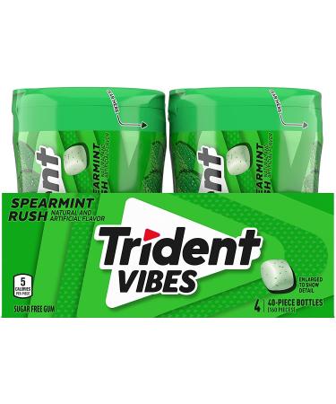 Trident Vibes Spearmint Rush Sugar Free Gum - 4 Bottles, 160 Pieces - Buy Online on GoSupps.com