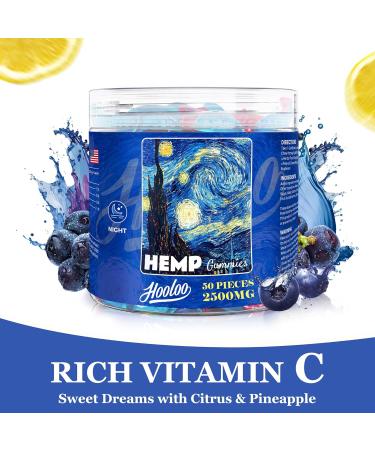Hemp Gummies for Adults - Blueberry Grape Natural Juice Vitamins, Omega 3 - Chewable Gummy, Made in USA Blueberry, Grape - Buy Online on GoSupps.com
