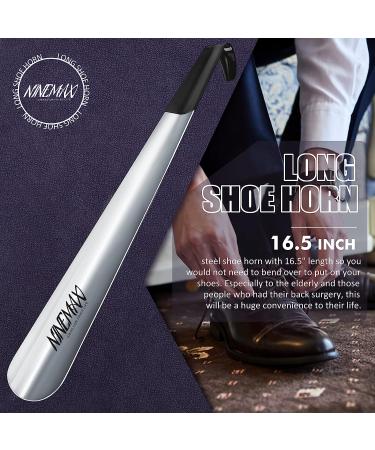 NINEMAX Long Handle Metal Shoe Horn 16.5 for Seniors, Men & Women (Pack of 2) - Buy Online on GoSupps.com