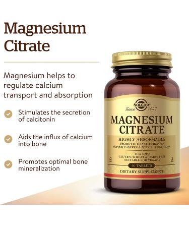 Solgar Magnesium Citrate 60 Tablets - Premium Muscle Relaxant & Mineral Support - Buy Online on GoSupps.com