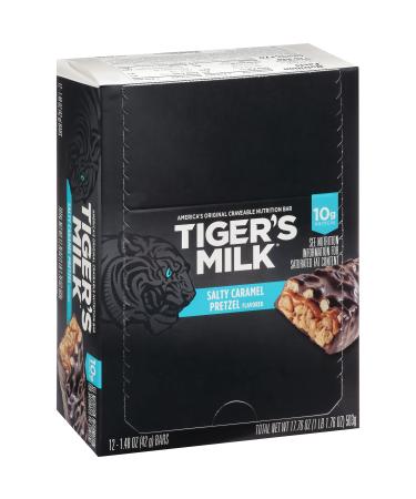 Tiger's Milk Bars Nutrition Bar Salty Caramel Pretzel 12 Bars 1.48 oz (42 g) Each