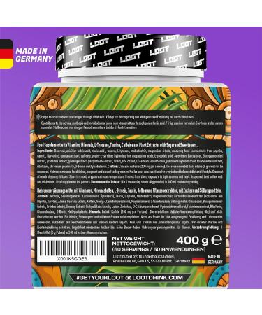 Loot Game Booster - Concentration Endurance & Responsiveness - 50 Servings (400g) | Flow-State Formula with Caffeine & 20 Unique Ingredients - Tiki Tropicali Flavor - Buy Online on GoSupps.com