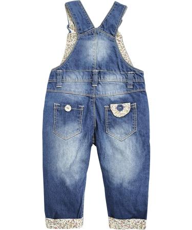 KIDSCOOL SPACE Baby Girls Flower Embroidered Denim Overalls 18-24 Months Blue - Buy Online on GoSupps.com