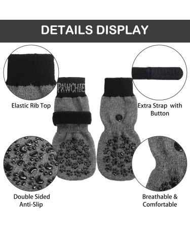Pawchie Anti-Slip Dog Socks for Hardwood Floors - Non-Skid Knit Paw Protector - Grey Large (4 Pack) - Buy Online on GoSupps.com