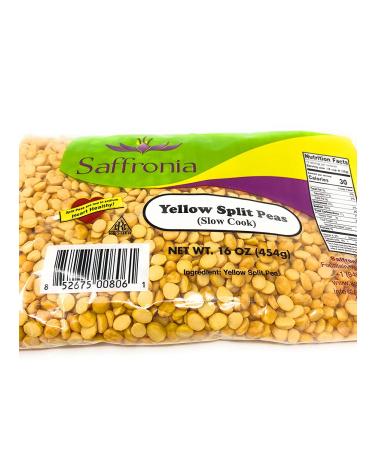 Saffronia Yellow Split Peas 16 oz, Pack of 2 | Ideal for Soups, Stews, and Salads | Rich in Iron, Zinc, and Phosphorus | Vegan, Gluten-Free, Kosher - Buy Online on GoSupps.com
