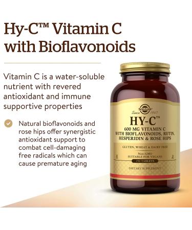Solgar HY-C Vitamin C 250 Tablets - Immune Support & Antioxidant Formula - Buy Online on GoSupps.com