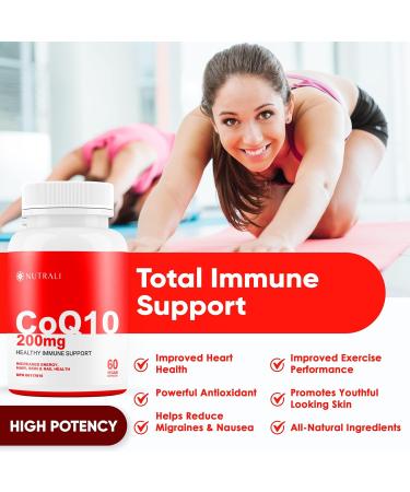 New CoQ10 Ubiquinone Supplement Powerful 200mg High Potency Capsules Coenzyme q10 Improves Heart Health Increases Energy and Exercise Performance Reduced Migraines and is a Powerful Antioxidant Gluten Free NON-GMO Vegan - 60 Capsules 60 count (Pack of 1) - Buy Online on GoSupps.com