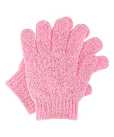 Sibba 1 Pair Bath Gloves for Shower Natural Loofah Exfoliating Wash Gloves for Body and Face, Dead Skin Remover, Double Sided Microfibre Shower Body Gloves for Adults and Kids Pink - Buy Online on GoSupps.com