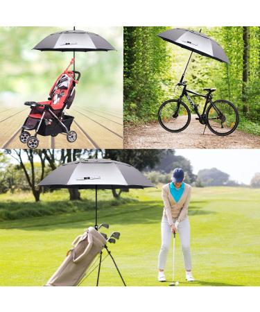 Prospo 68 Golf Umbrella | UV Protection, Extra Large, Auto Open, Windproof - Silver/Black - Buy Online on GoSupps.com