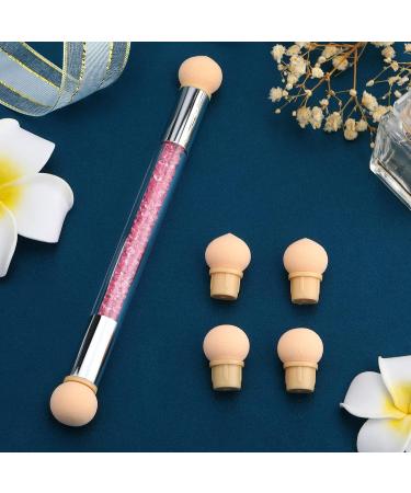 Greoer Nail Art Sponge Brush Applicator with Double Head - Pink | 4 Replacement Heads | Ombre Sponge Nail Design Tool for UV Gel and False Nails - Buy Online on GoSupps.com