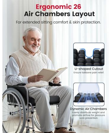 ADERI Airbag Wheelchair Cushion with Ventilation Channels for Pressure Sore - Black - Buy Online on GoSupps.com