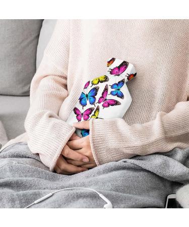 Colorful Butterfly Hot Water Bottle with Plush Cover - Hand Warmer for Adults & Kids | 26.5x15.3cm - International Shipping - Buy Online on GoSupps.com