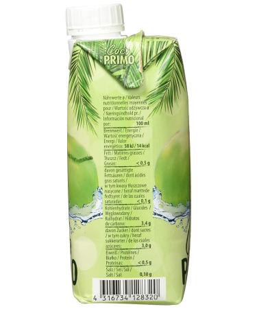 Coco Primo Coconut Water - Pure Refreshing Vegan Sports Drink | Low-Calorie Exotic Thirst Quencher (330 ml) - Buy Online on GoSupps.com