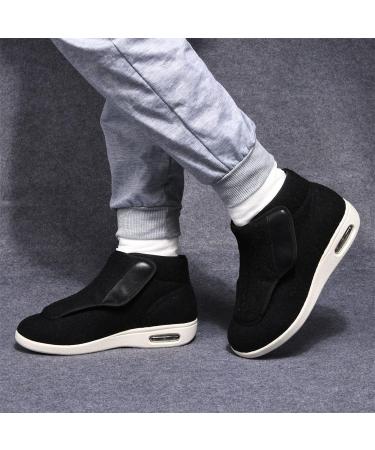 ZHENSI Men's Adjustable Wide Diabetic Shoes for Swollen Feet - Non-Slip Slippers for Elderly - Size 10.5 Black - Buy Online on GoSupps.com