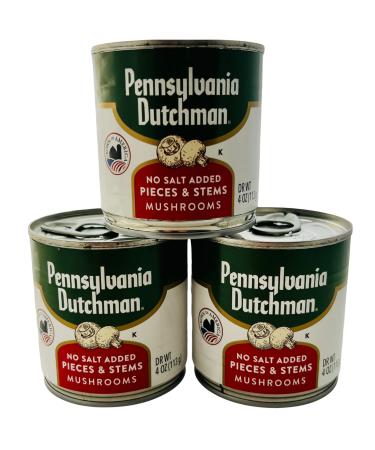 Pennsylvania Dutchman Canned Mushroom Pieces and Stems, No Salt Added - Three 4 oz Cans - Buy Online on GoSupps.com